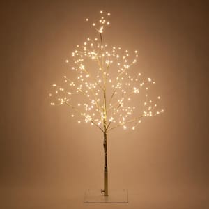 3 ft. Artificial Gold Lighted Twig Tree with 270 Warm White LED Fairy Lights
