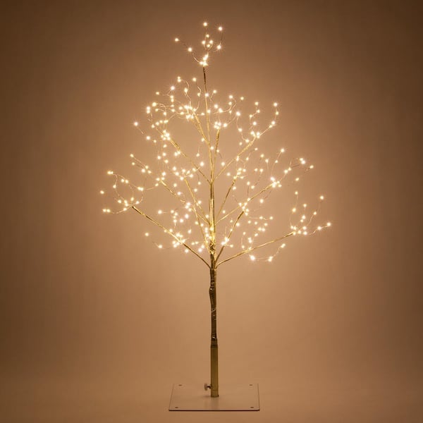 Wintergreen Lighting 3 ft. Artificial Gold Lighted Twig Tree with 270 Warm White LED Fairy Lights 78615 - The Home Depot