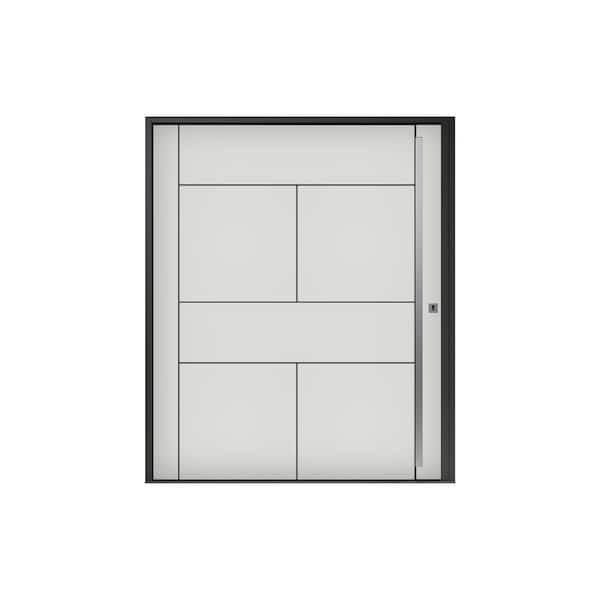 72 in. x 80 in. Lugano White Aluminum Prehung Pivot Entry Door with Hardware