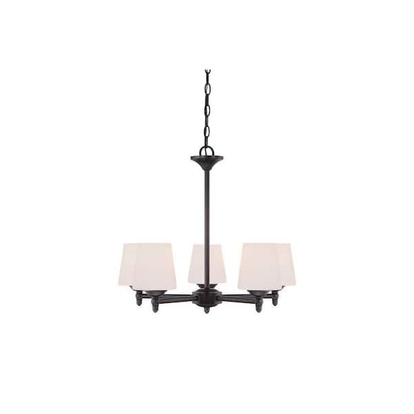Designers Fountain Darcy 5-Light Oil Rubbed Bronze Chandelier with White Opal Glass Shades For Dining Rooms