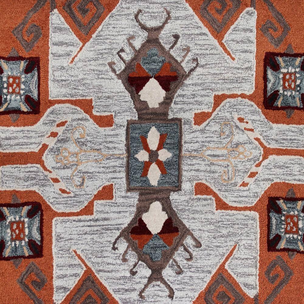 Handmade Gray Wool Southwestern Round Tufted Rug, 6 ft