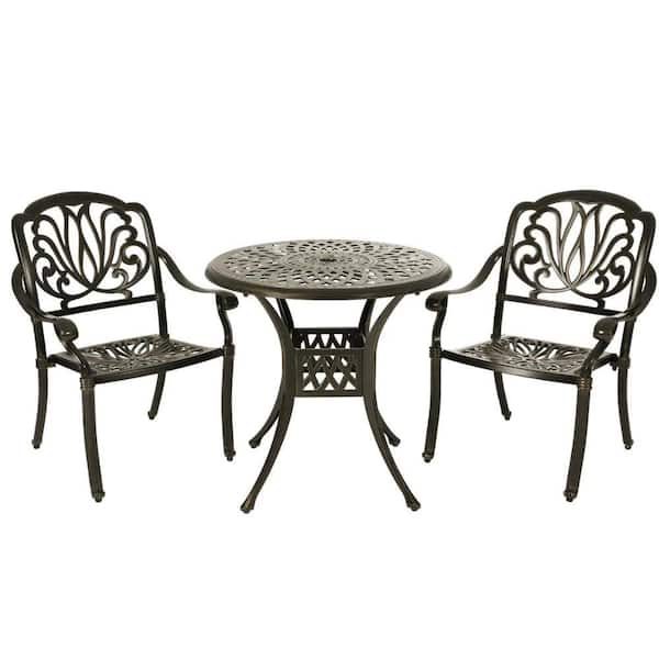 ITOPFOX Black Cast Metal Patio Furniture with Seat Cushion, Set of 3