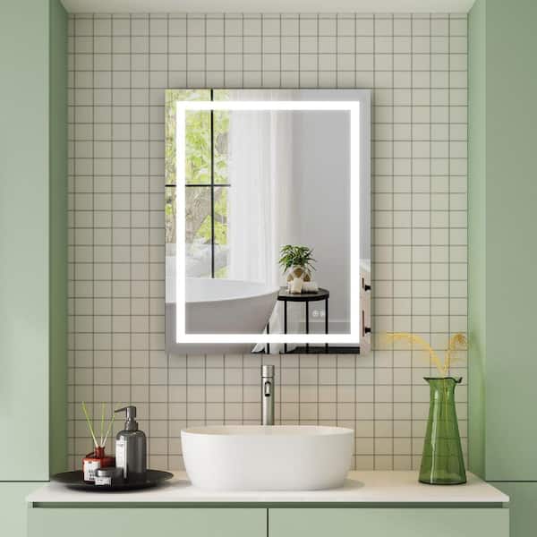WELLFOR ALINA 28 in. W x 36 in. H Rectangular Frameless Dimmable 