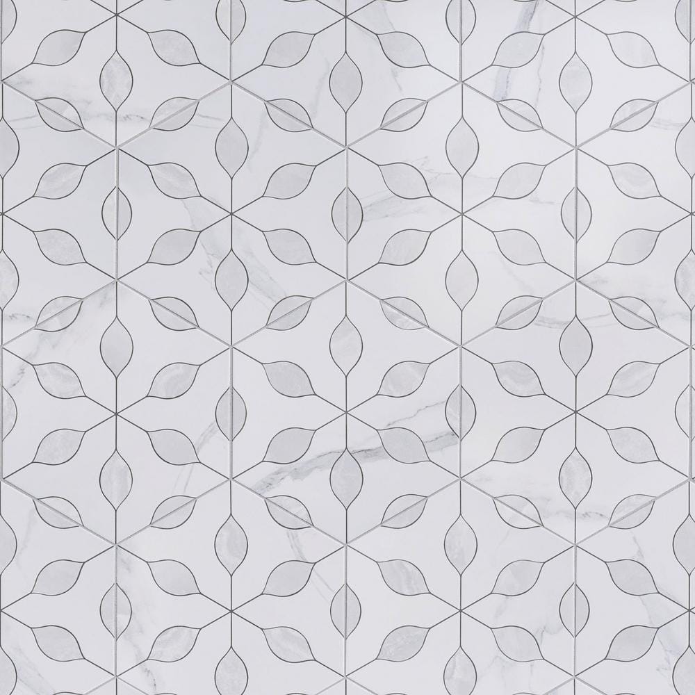Alicante Perla White Hexagon 7.88 in. x 9.45 in. Matte Porcelain Tile Sample price history on PriceWatchPro