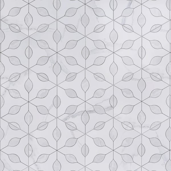 Alicante Perla White Hexagon 7.88 in. x 9.45 in. Matte Porcelain Floor and Wall Tile (9.9 sq. ft. /Case)