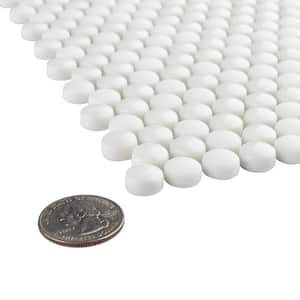 Expressions Button White 12-1/2 in. x 12-3/4 in. x 7 mm Glass Mosaic Tile (1.11 sq. ft./Each)