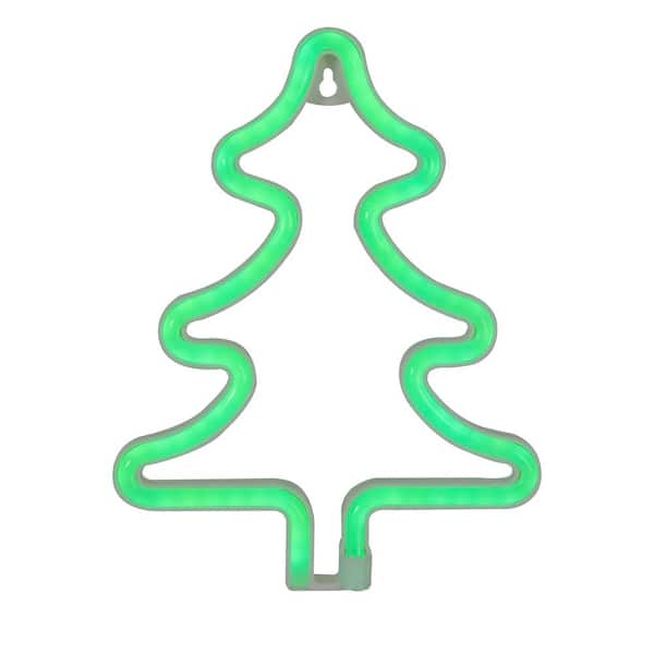 Northlight 9.5 in. Green LED Lighted Neon Style Christmas Tree Window Silhouette Sign