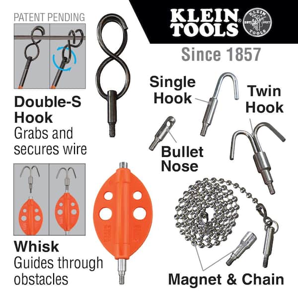Klein Tools Single Hook and Bullet Fish Rod Attachments 56517 - The Home  Depot