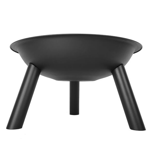 Unbranded 22 in. x 12.45 in. Round Iron Wood Black Fire Pit Bowl
