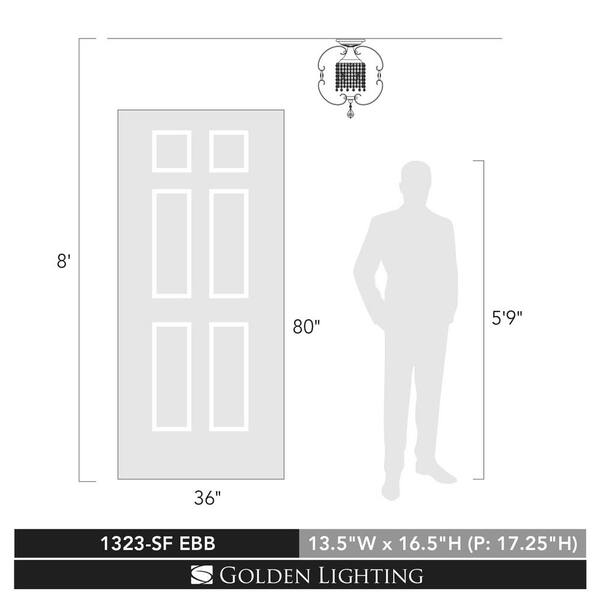 Brushed Etruscan Bronze Golden Lighting 1323-SF EBB Ella Semi-Flush/Pendant Brushed Etruscan Bronze Golden Lighting 1323-SF EBB Ella Semi-Flush/Pendant