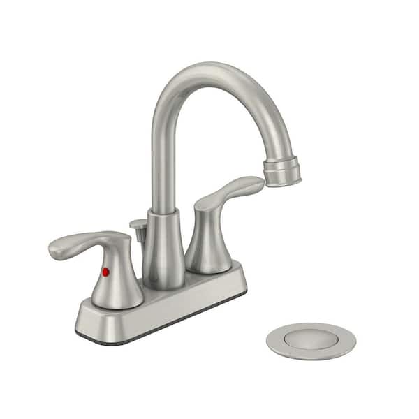 PRIVATE BRAND UNBRANDED Deveral 4 in. Centerset 2-Handle High-Arc Bathroom Faucet in Brushed Nickel