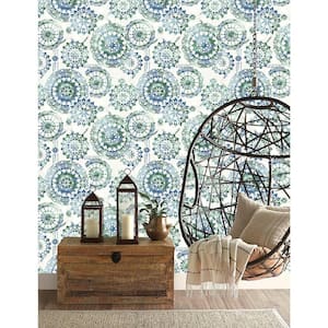 Blue and Green Bohemian Medallion Peel and Stick Wallpaper (Covers 28.18 sq. ft.)