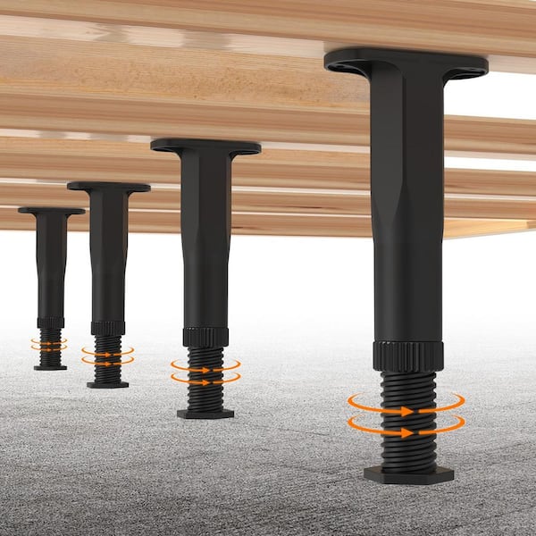 Angel Sar 5.1 in. - 8.3 in. Adjustable Bed Frame Support Legs, Frame Center Slats Heavy Support Leg (4-Pack)
