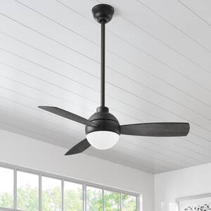 Alisio 44 in. LED Matte Black Ceiling Fan with Light and Remote Control