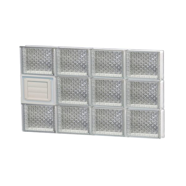 Clearly Secure 31 in. x 17.25 in. x 3.125 in. Frameless Diamond Pattern Glass Block Window with Dryer Vent