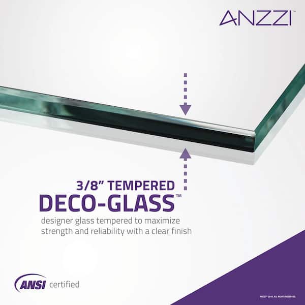 ANZZI Pacific 48 in. x 58 in. Frameless Hinged Bathtub Door in