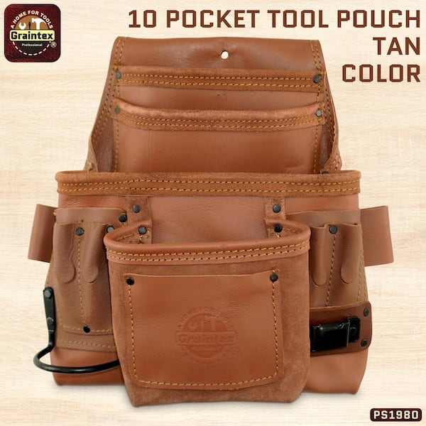 74-Pocket Tool Belt Rigid Tool Storage Pouch with Tape Measure