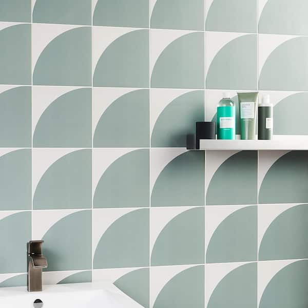 Tori Crescent Green 8 in. x 8 in. Matte Porcelain Floor and Wall Tile (26 Pieces / 11.19 sq. ft. / Case)