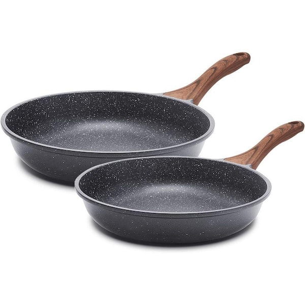 8 plus 10 Inch Swiss Granite Coating Nonstick Frying Pan Skillets in Gray