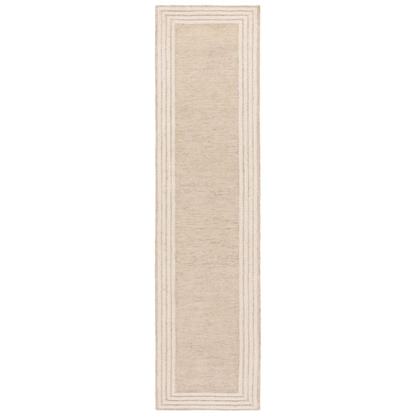 Ebony 2 ft. x 9 ft. Beige/Ivory Border Runner Rug