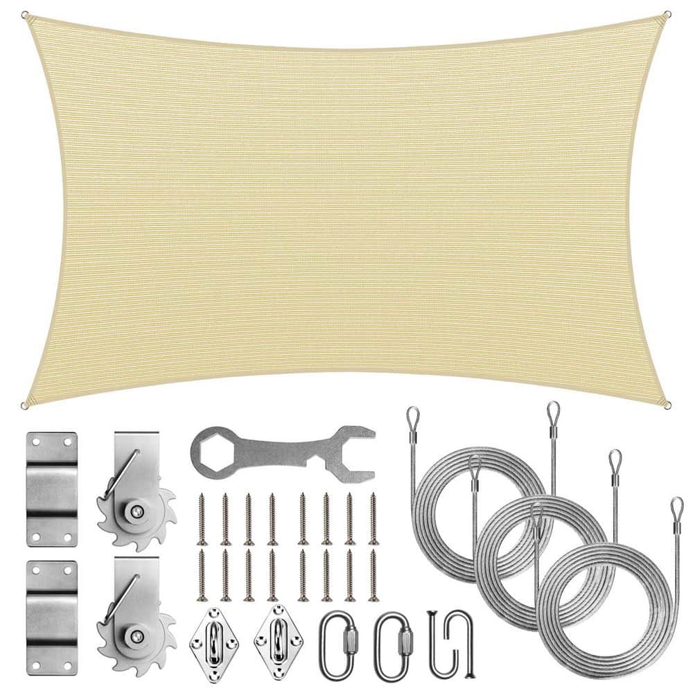 8 ft. x 12 ft. Rectangle Sun Shade Sail Canopy with Hardware TAWAL-Beige price history on PriceWatchPro