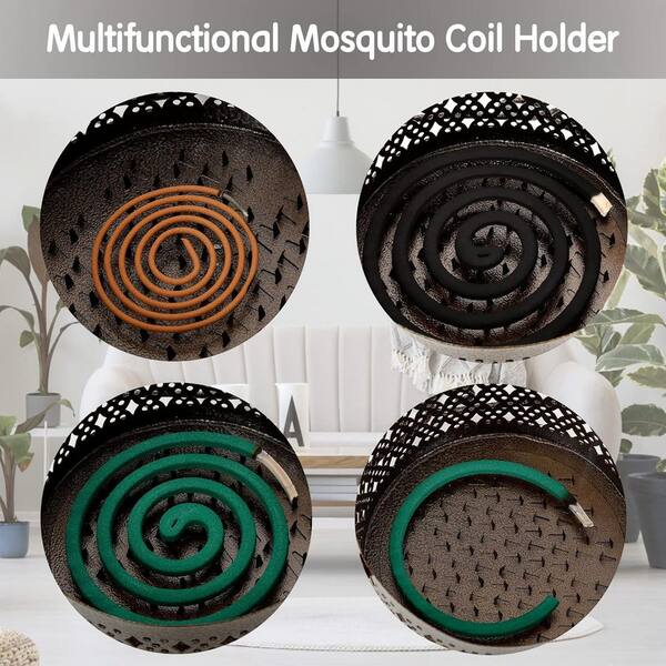 Afoxsos Yellow Steel Retro Mosquito Coil Holder with Lid for Home