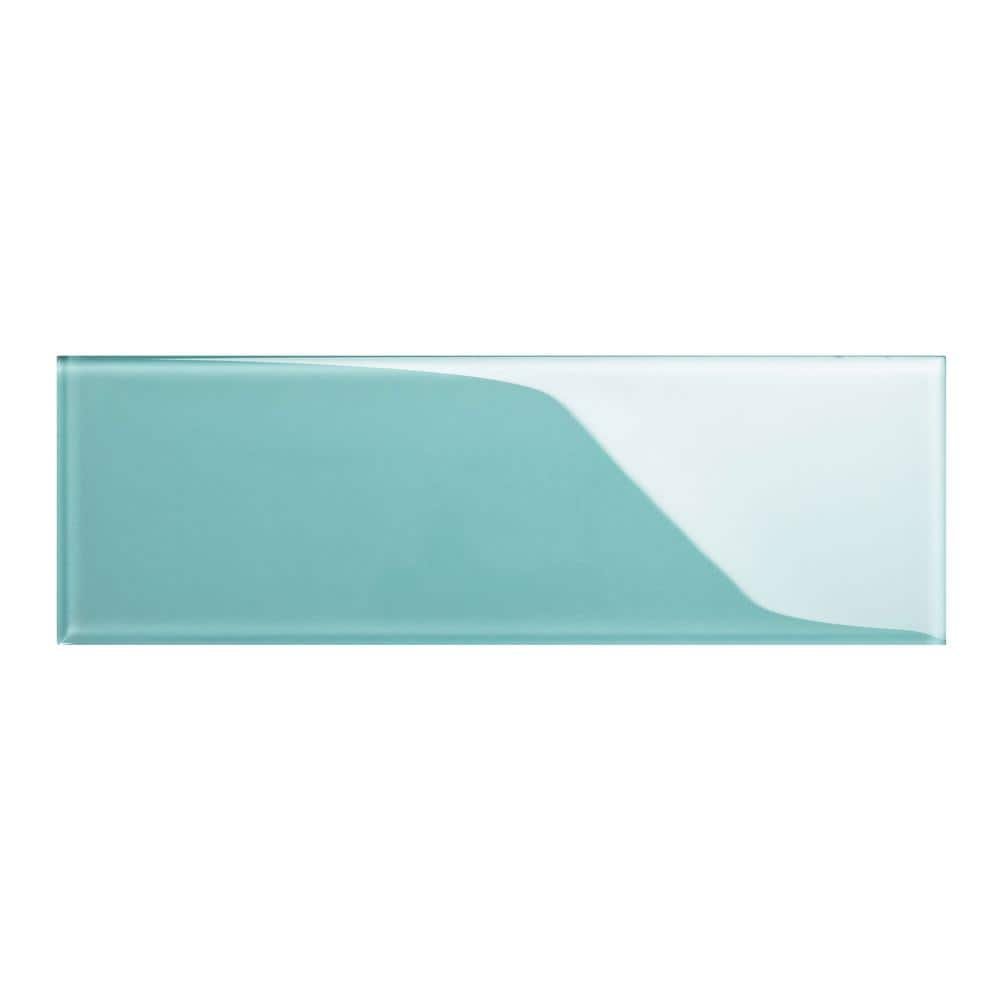 Teal 4 in. x 12 in. x 8mm Glass Subway Tile Sample -  Giorbello, G4111-SMPL