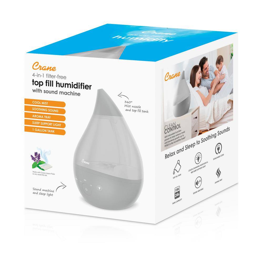 Gray Ultrasonic Cool Mist Humidifier with Sound Machine, 1 Gallon