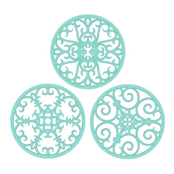 Silicone Turquoise Trivet Heat Resistant Non Slip Hot Pad for Kitchen Tabletop Pot Holder Teapot Coaster