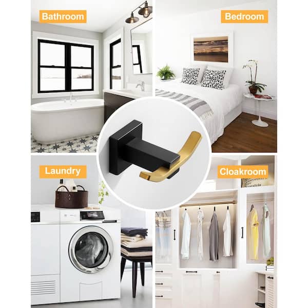 Wall Mount J-Hook Double Robe/Towel Hook in Black and Gold