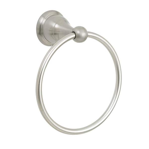Glacier Bay Ivie Wall Mounted Single Post Towel Ring in Brushed Nickel Finish