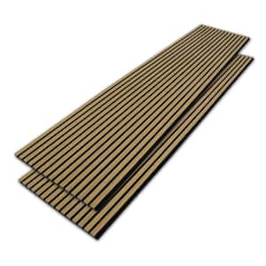 2-Pieces Teak 0.83 In. x 2 ft. x 8 ft. Wood Slat Acoustic Decorative 3D Sound Absorbing Wall Panel (31 Sq.Ft./Case)