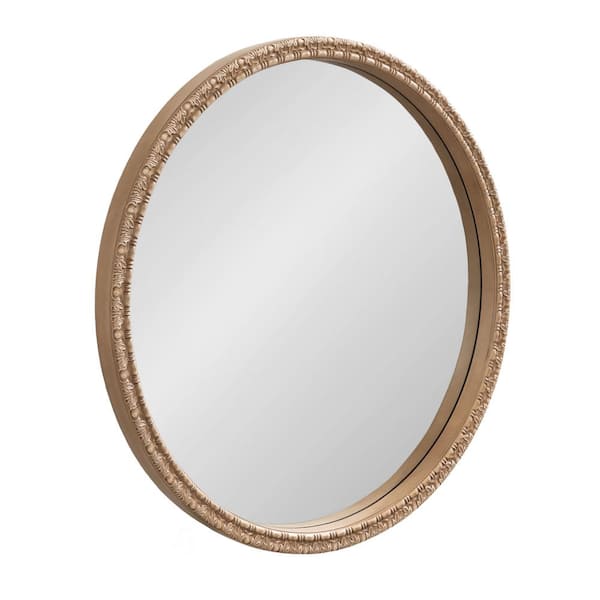 Kate and Laurel Stallworth 30.00 in. W x 30.00 in. H Natural Round Traditional Framed Decorative Wall Mirror