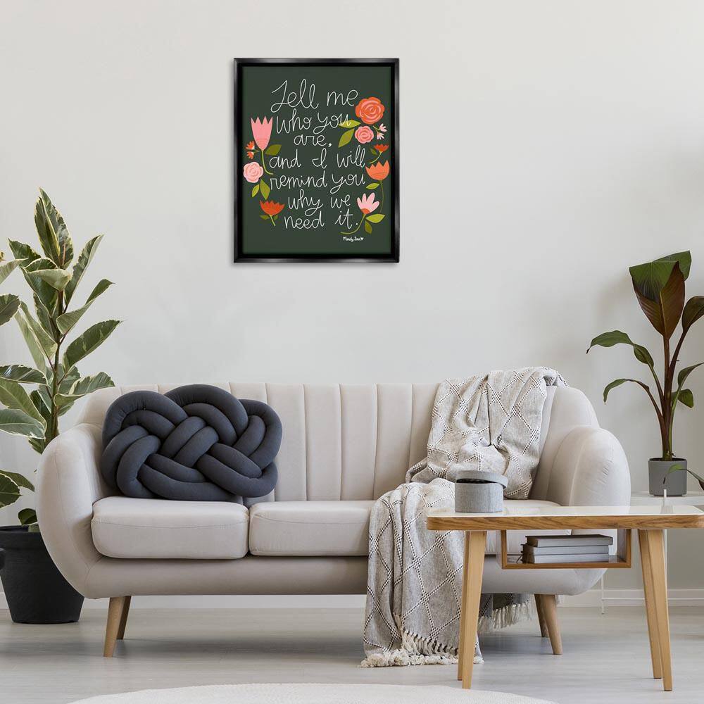 Inspiring Quote with Florals Black Floater Frame Typography Graphic Art Print 31 in. x 25 in. price history on PriceWatchPro
