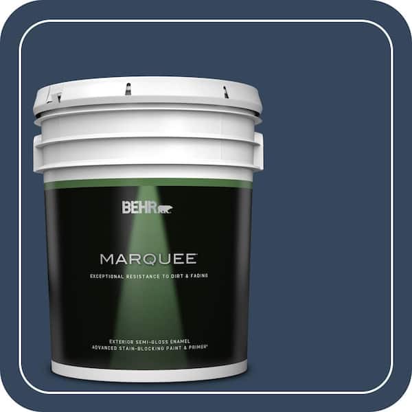 BEHR MARQUEE 5 gal. #MQ5-54 Compass Blue Semi-Gloss Enamel Exterior Paint & Primer
