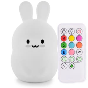 LumiPets Bunny, Kids Night Light, Silicone Nursery Light for Baby and Toddler, Squishy Night Light for Kids Room