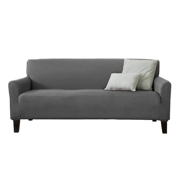 Great Bay Home Dawson Collection Grey Twill Form Fit Sofa Slipcover