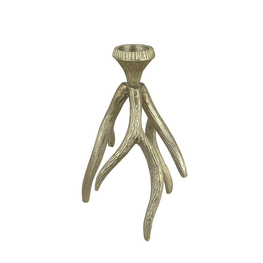 6-1/4 L x 6-1/4 W x 10-5/8 H, Antique Brass Branch Shape Aluminum So