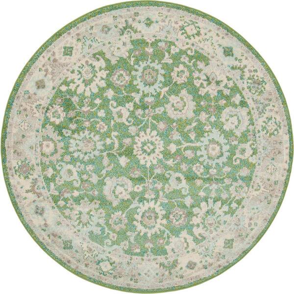 Unique Loom Penrose Krystle Green 6 ft. x 6 ft. Round Rug 3143500 - The ...