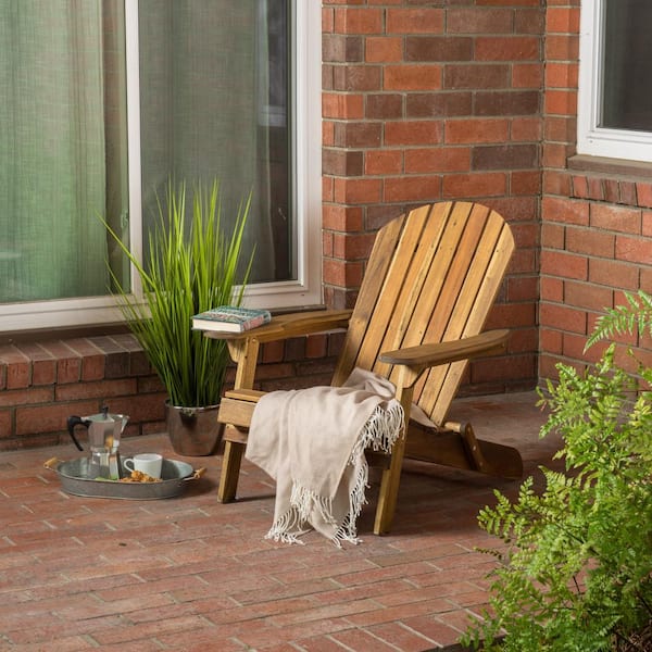 Noble House Hanlee Natural Stained Folding Wood Adirondack Chair