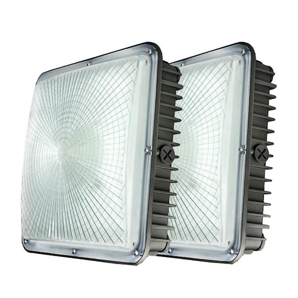 350-Watt Equivalent Integrated LED Bronze Canopy Light Fixture, 5000K Outdoor Lighting 8400LM LED Canopy Light (2-Pack)