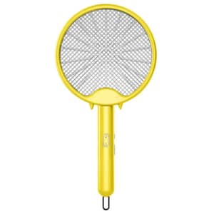 Round Folding Electric Fly Swatter Usb Rechargeable W/Purple Light Trap Insect Exterminator Anti-Mosquito Device Yellow
