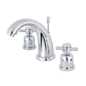 Concord 8 in. Widespread 2-Handle Bathroom Faucets with Plastic Pop-Up in Polished Chrome