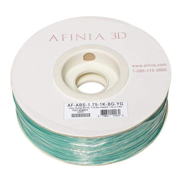 AFINIA Value-Line 1.75 mm Blue/Green to Yellow/Green Color Changing ABS Plastic 3D Printer Filament (1kg)
