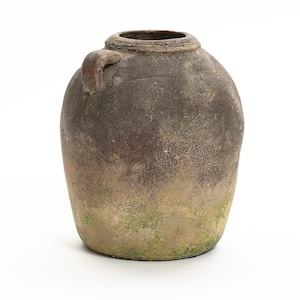 11 in. Rustic Ginger Root Brown Terracotta Indoor and Outdoor Jug Vase