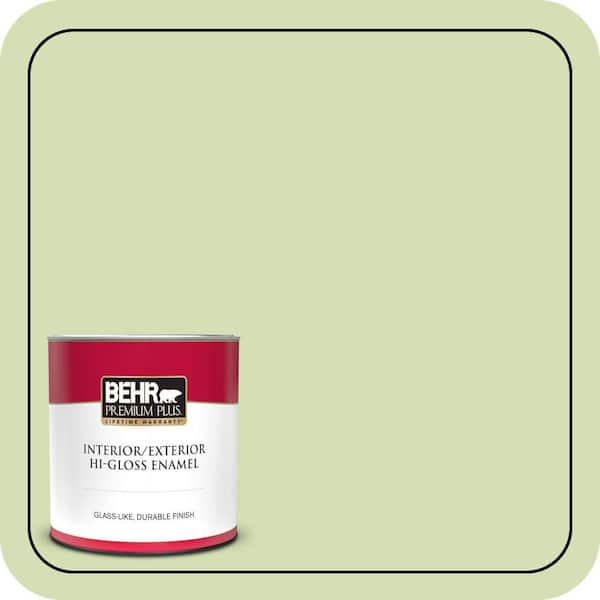 BEHR PREMIUM PLUS 1 qt. #420C-3 Celery Bunch Hi-Gloss Enamel Interior/Exterior Paint & Primer