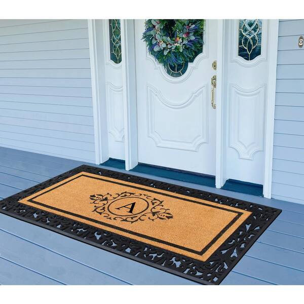 A1 Home Collections A1HC Paisley Black 30 in. x 60 Rubber and Coir  Monogrammed E Durable Outdoor Entrance Door Mat A1HC200113-E - The Home  Depot