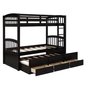 Espresso Twin Wood Bunk Bed with Trundle and Drawers LC-952419 - The ...