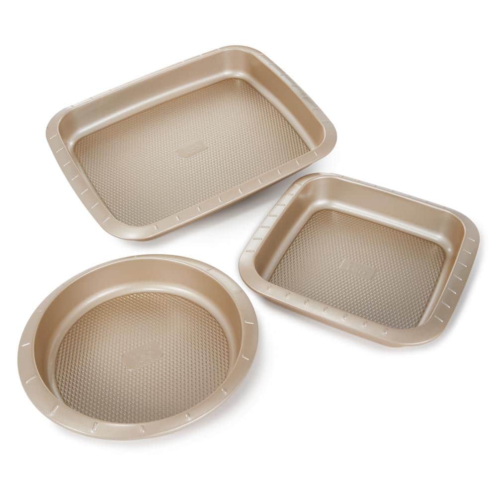 Beige Non-stick Carbon Steel Rectangular Cake Pan Set