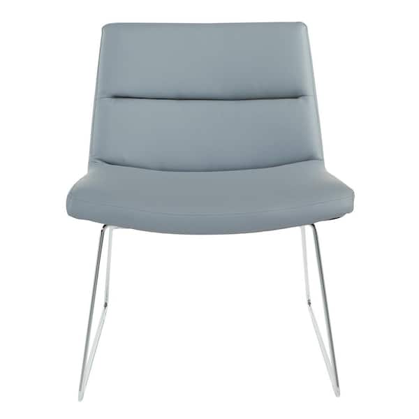 Office Star Products Gray Faux Leather with Chrome Sled Base Thompson Chair